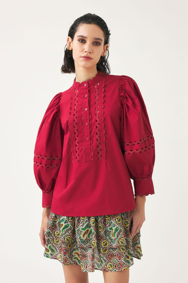 antik batik Blouse rose d'inspiration rouge