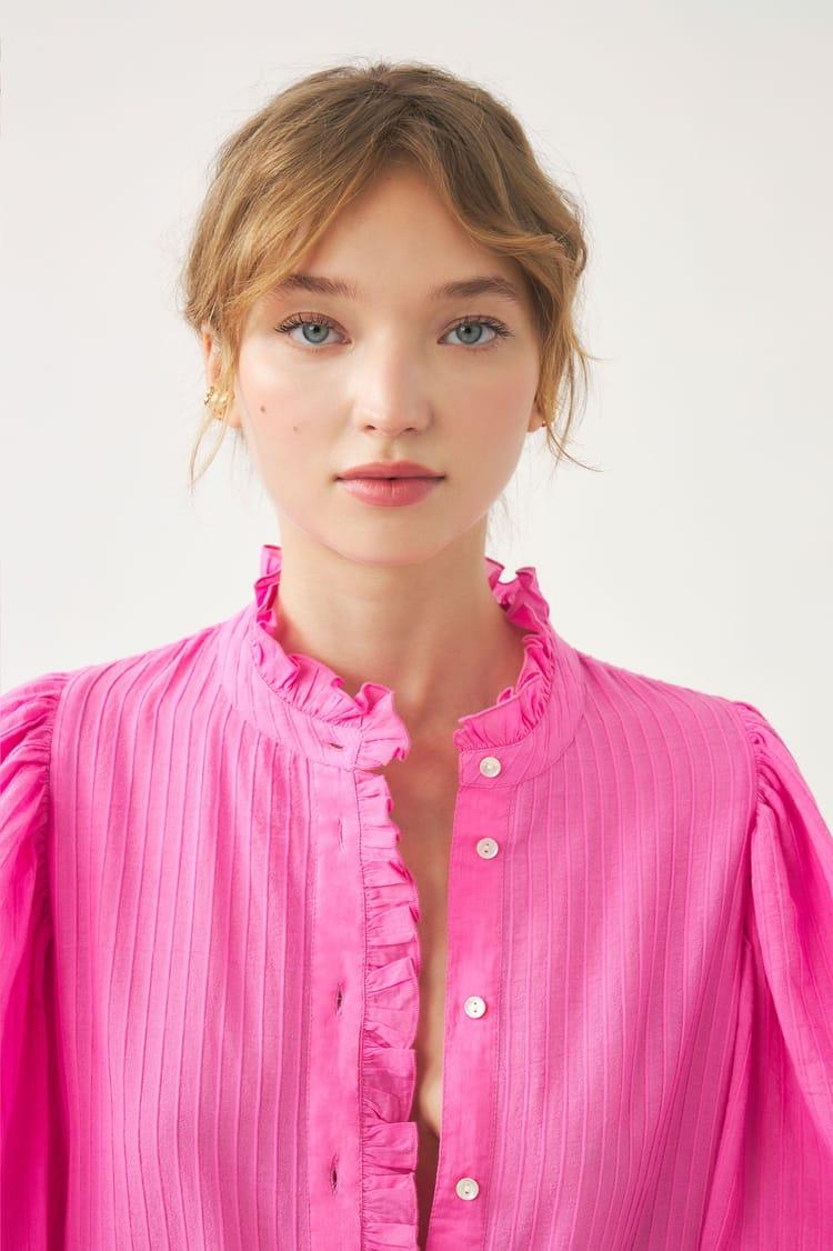 Antik Batik Blouse Rose En Crêpe De Coton