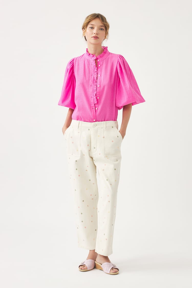 antik batik Blouse rose en crêpe de Coton