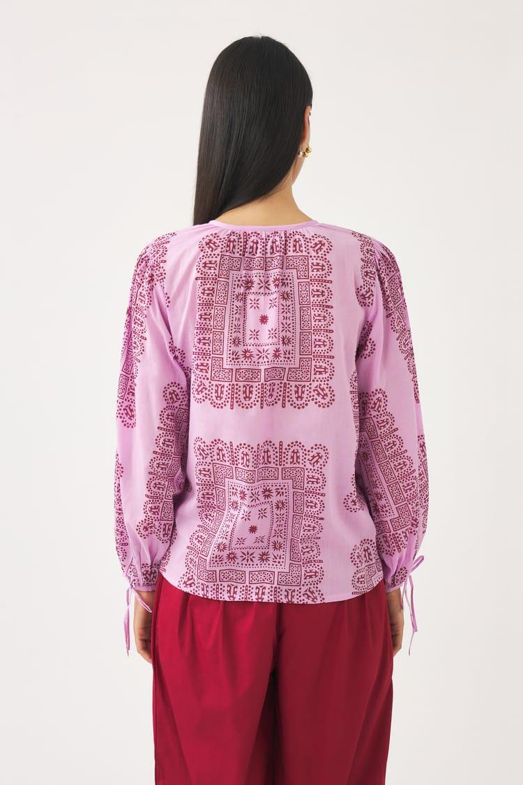 Antik Batik Blouse Rose En Voile De Coton