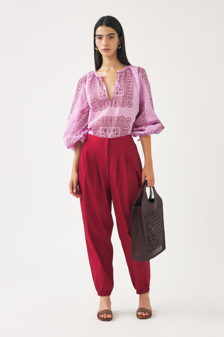 antik batik Blouse rose en voile de Coton