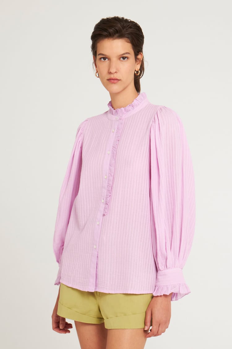 Antik Batik Blouse Rose Pâle En Crêpe De Coton