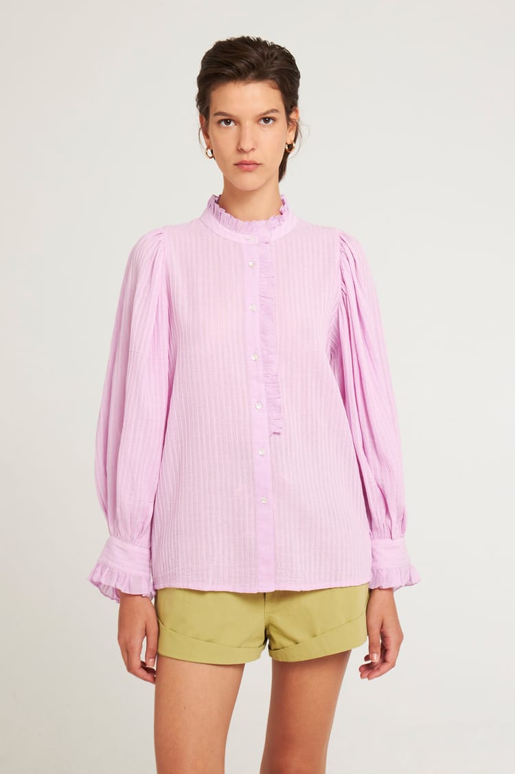 Antik Batik Blouse Rose Pâle En Crêpe De Coton