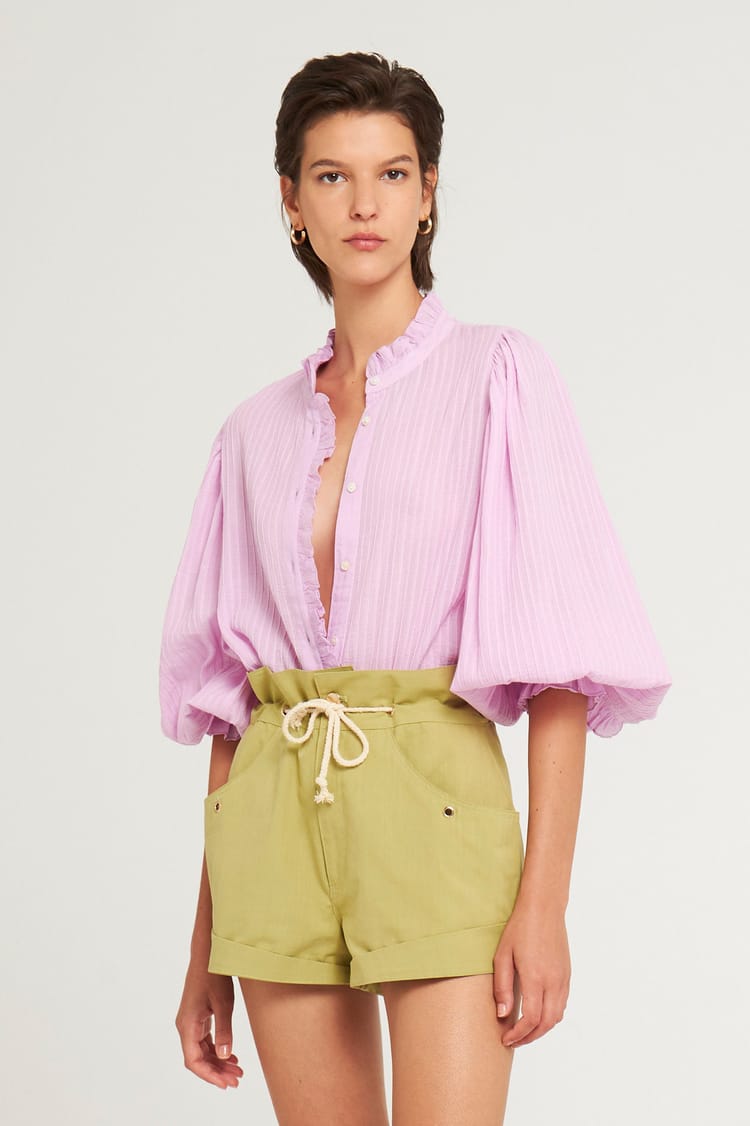 antik batik Blouse rose pâle en crêpe de Coton