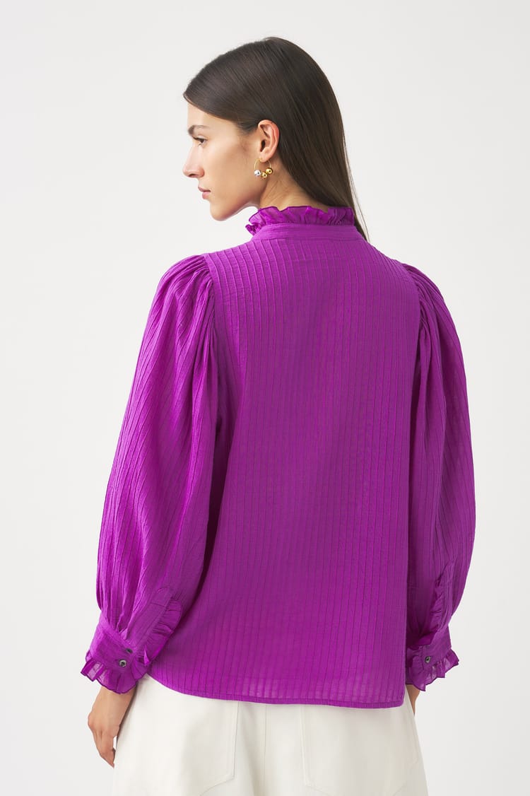 Antik Batik Blouse Rose Violet En Crêpe De Coton