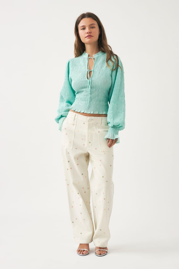 antik batik Blouse smockée bleue