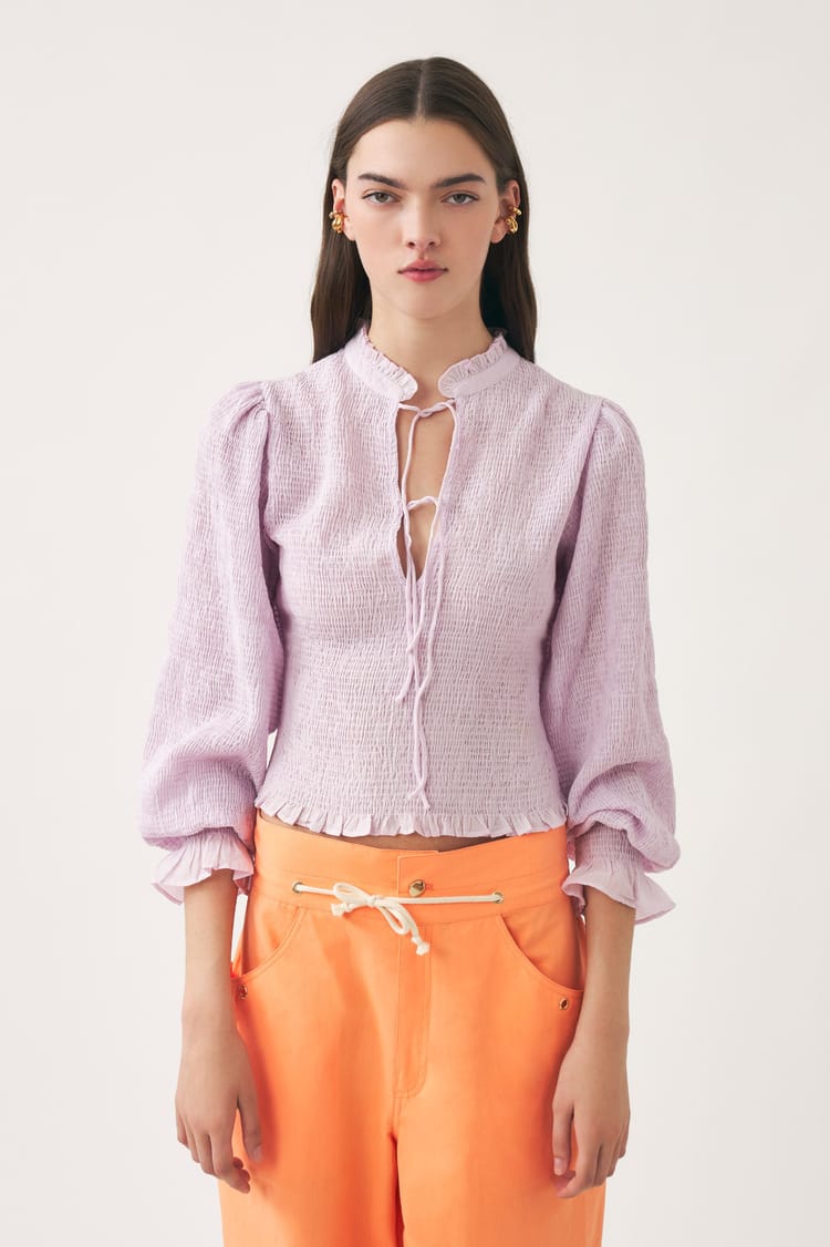 Antik Batik Blouse Smockée Lila