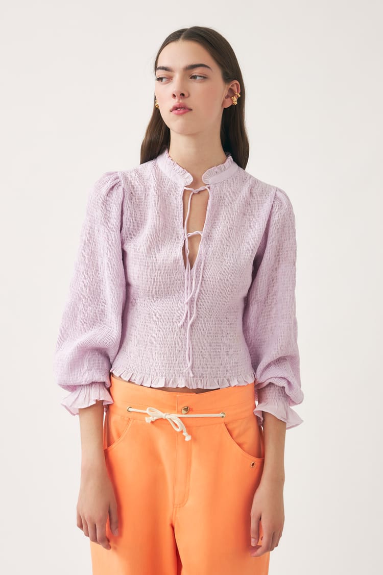 Antik Batik Blouse Smockée Lila