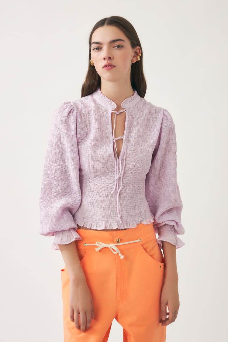 antik batik Blouse smockée lila