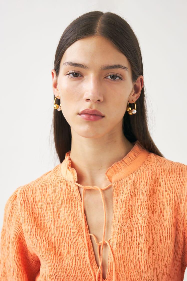 Antik Batik Blouse Smockée Mandarine