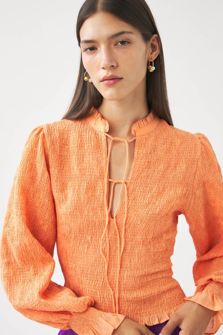 antik batik Blouse smockée mandarine