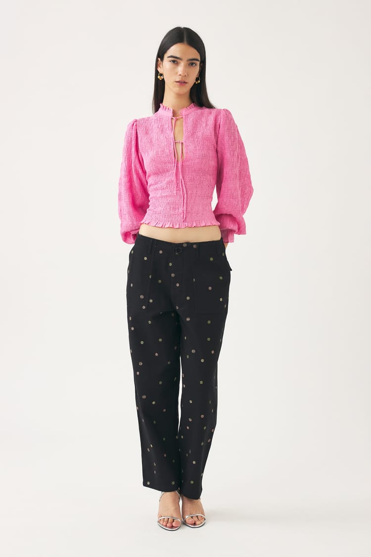 Antik Batik Blouse Smockée Rose