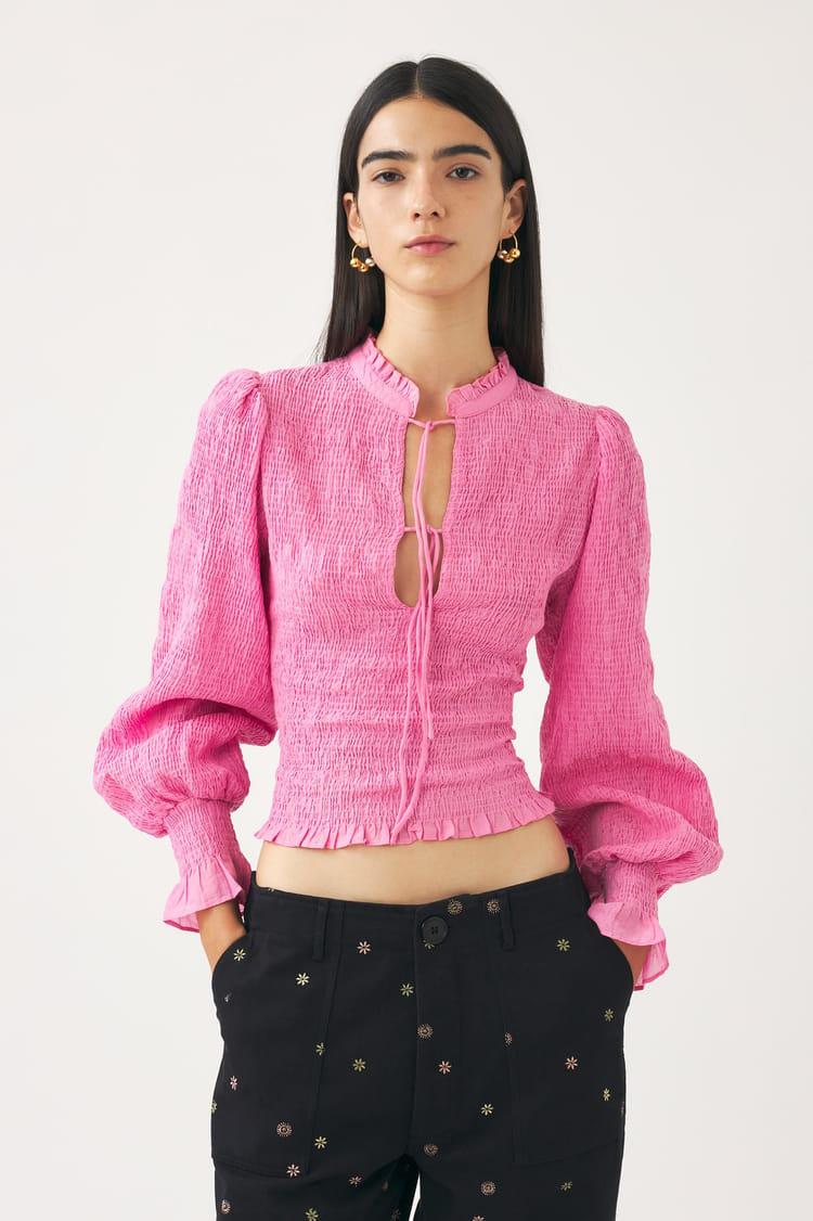 antik batik Blouse smockée rose