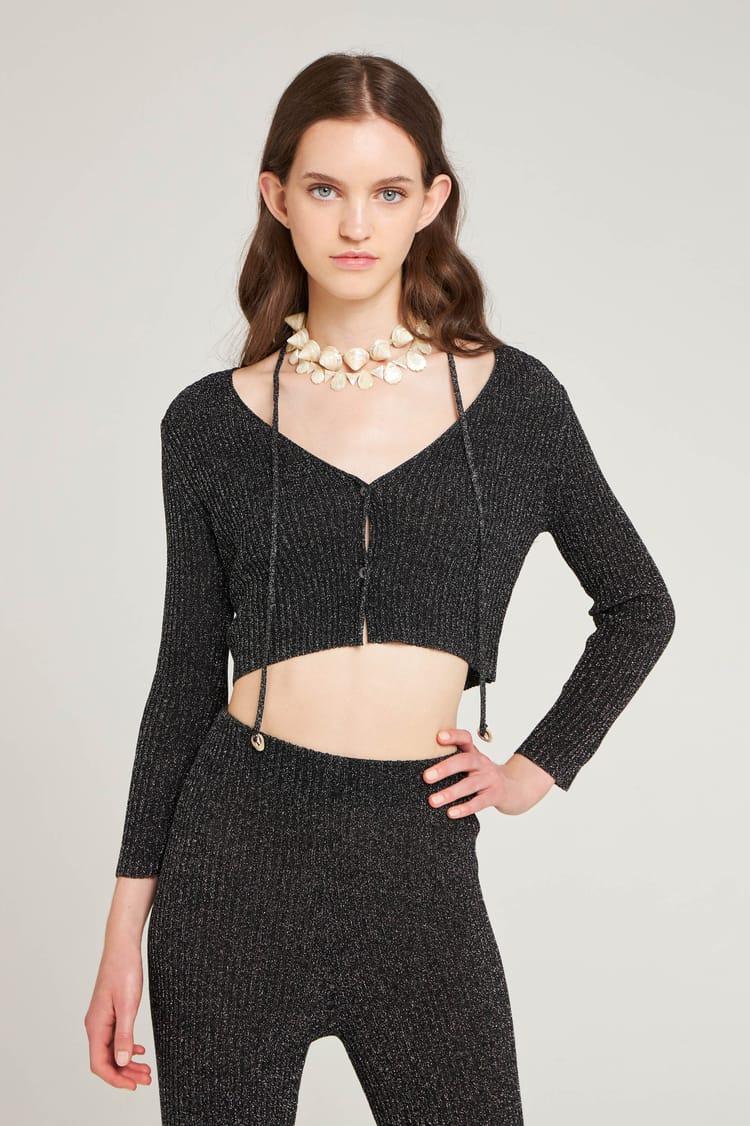 antik batik Cardigan court à paillettes