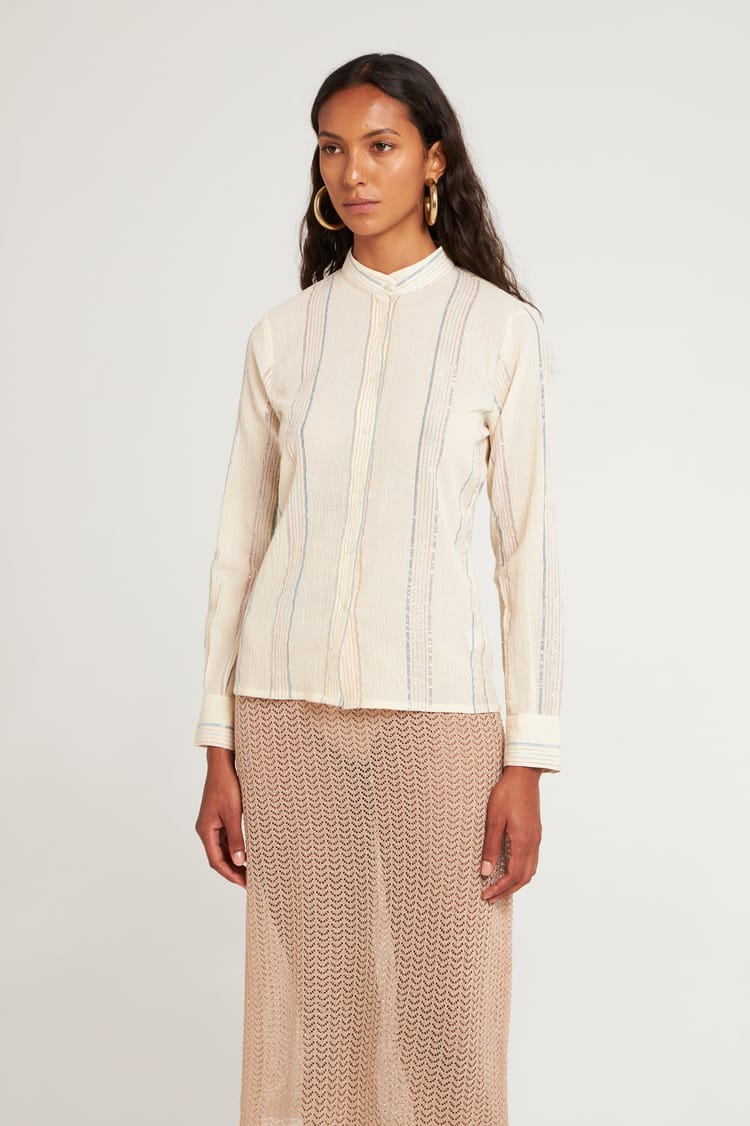 Antik Batik Chemisier Blanc En Crêpe De Coton