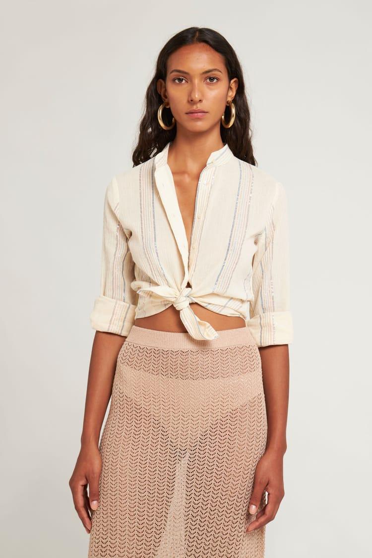 Antik Batik Chemisier Blanc En Crêpe De Coton