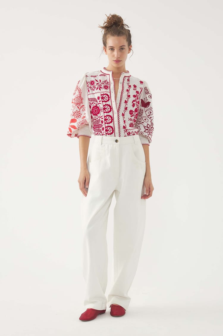 antik batik Chemisier brodé Mamie