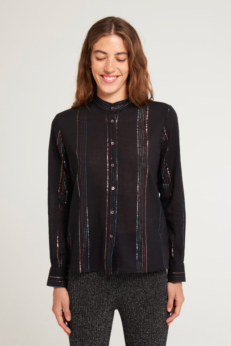 Antik Batik Chemisier Noir En Crêpe De Coton