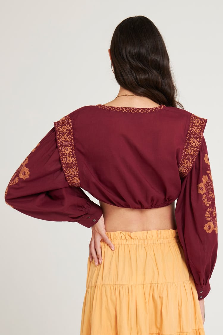 Antik Batik Crop Top Broderies Florales