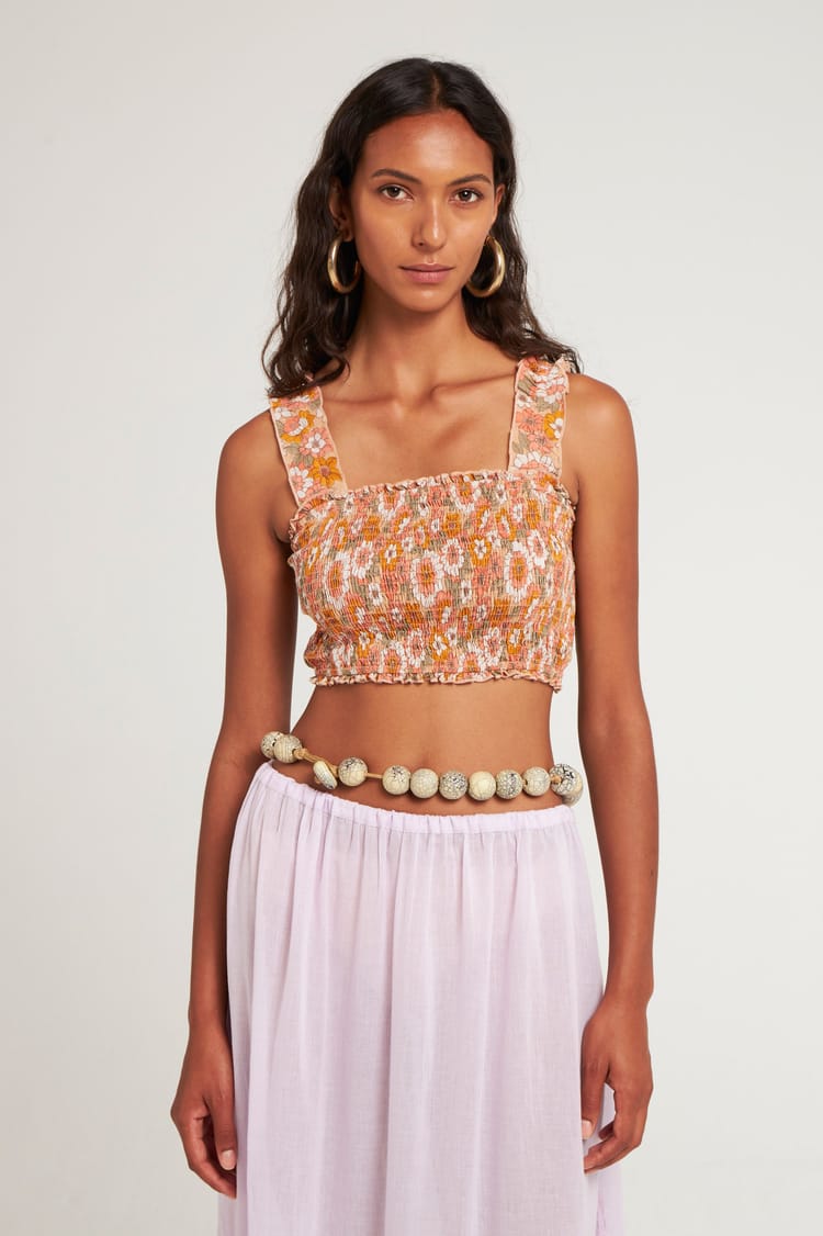 antik batik Croptop imprimé fleuri 60's