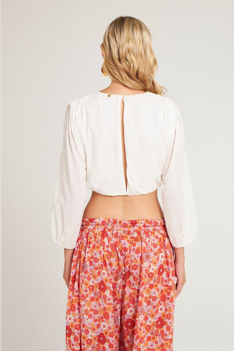 Antik Batik Croptop Vaporeux Blanche