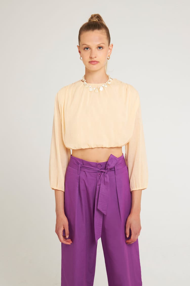 Antik Batik Croptop Vaporeux Orange Clair