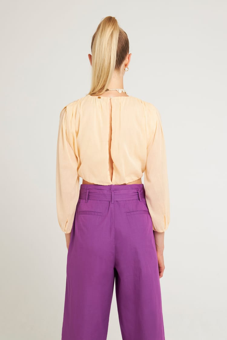 Antik Batik Croptop Vaporeux Orange Clair