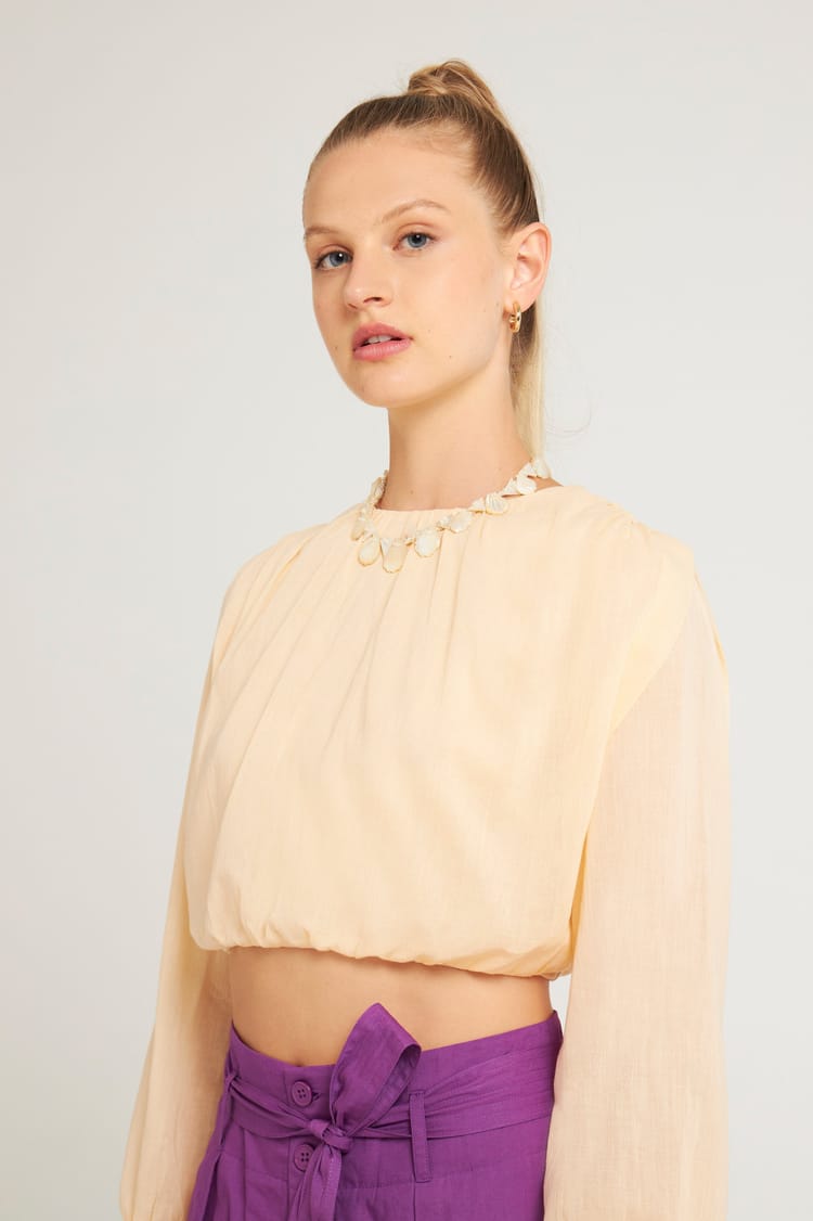 antik batik Croptop vaporeux orange clair