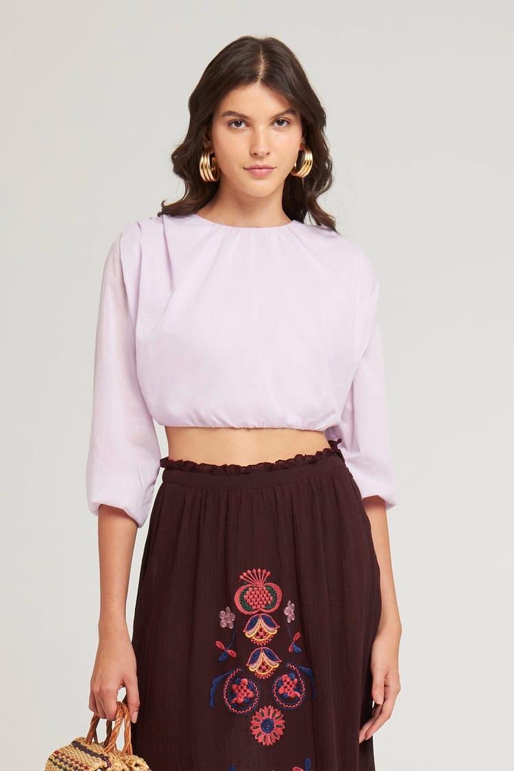 antik batik Croptop vaporeux violet clair