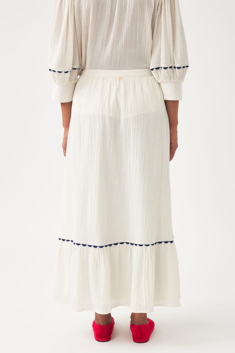 Antik Batik Jupe Brodée De Fleurs Colorées