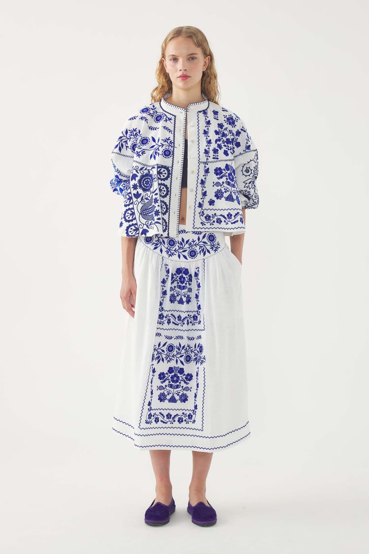 Antik Batik Jupe Brodée Mamie