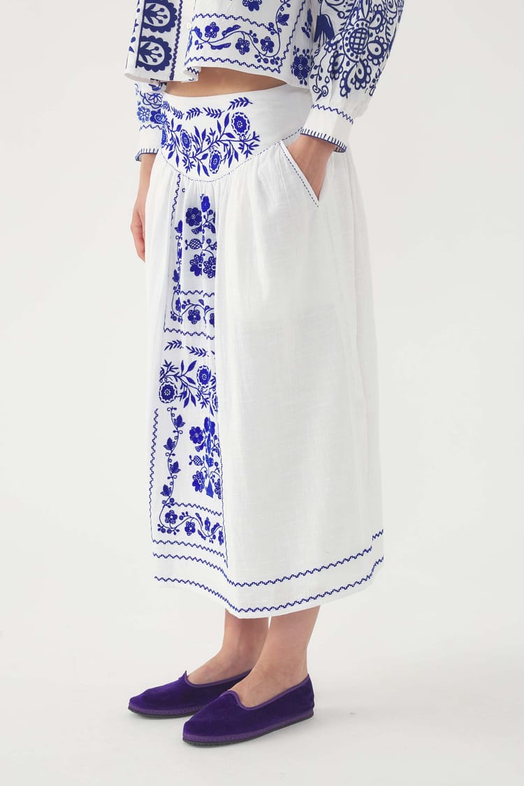 Antik Batik Jupe Brodée Mamie