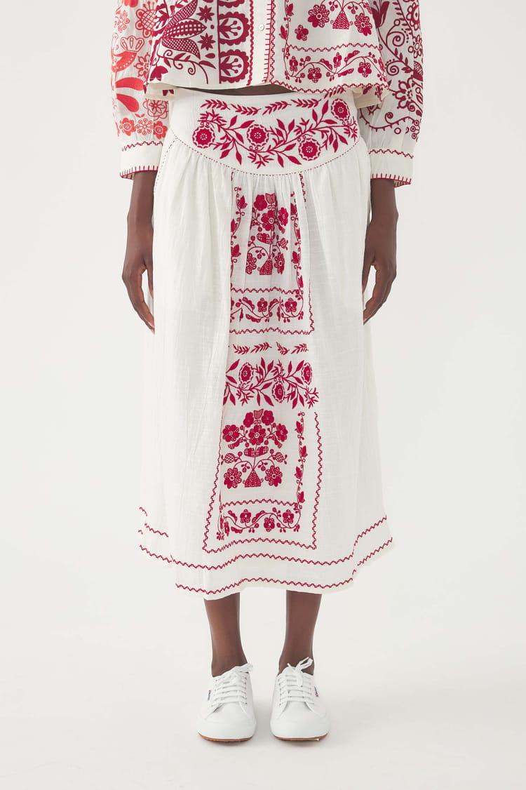 Antik Batik Jupe Brodée Mamie