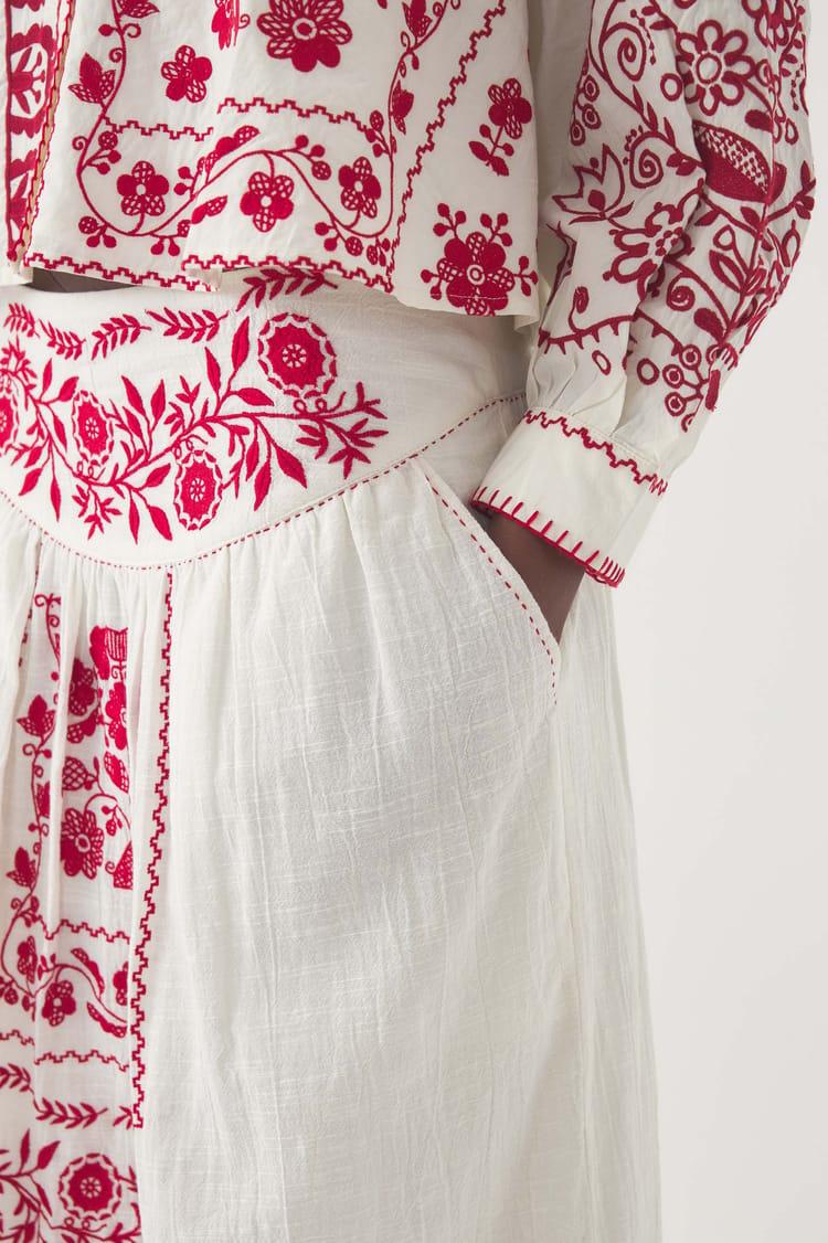 Antik Batik Jupe Brodée Mamie