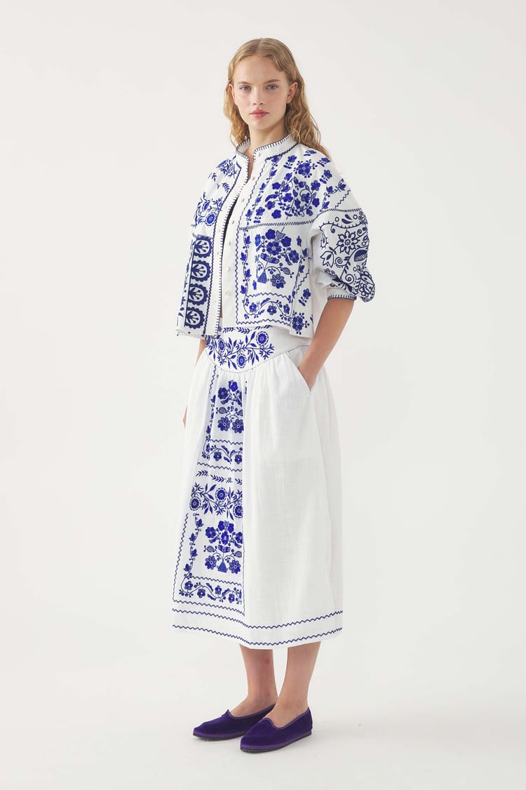 antik batik Jupe brodée Mamie