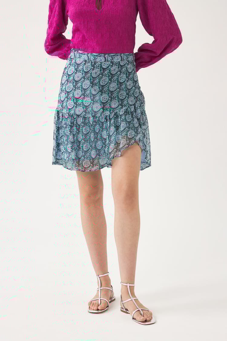 Antik Batik Jupe En Crêpe De Viscose Bleu