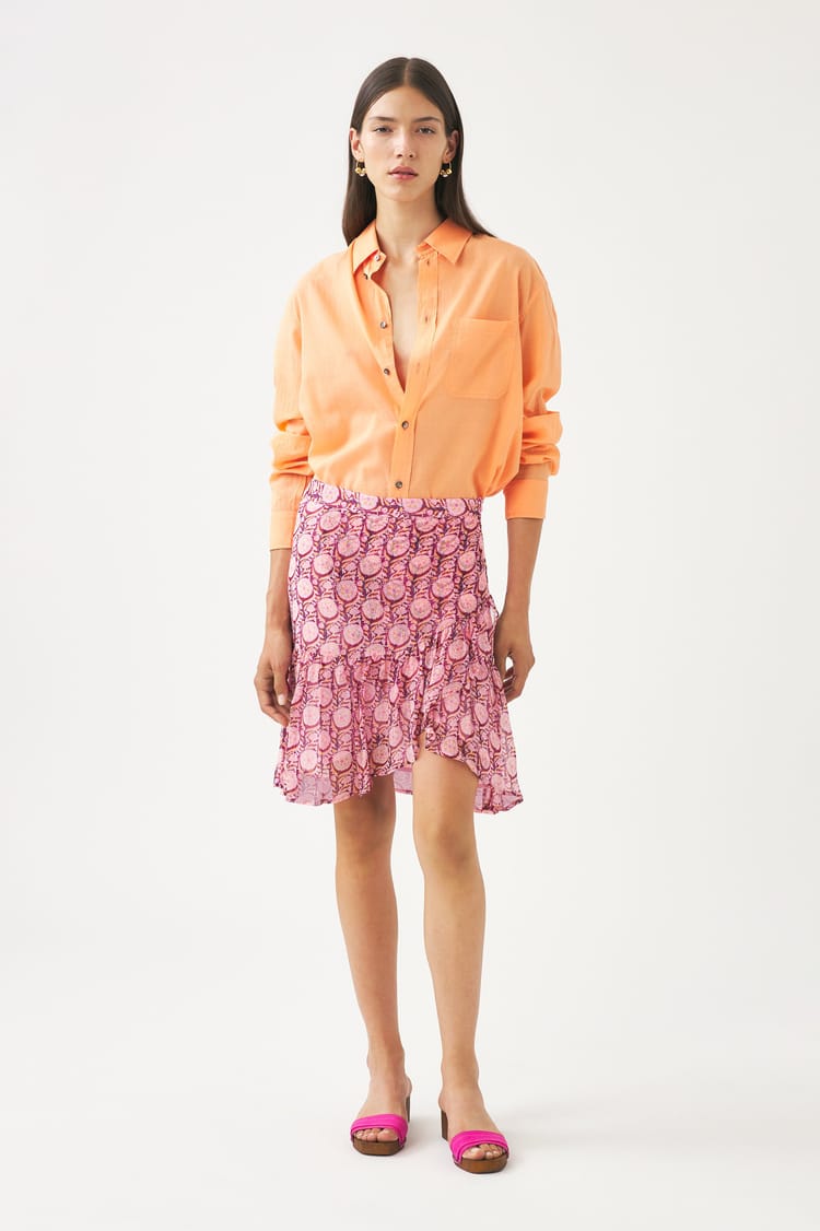 Antik Batik Jupe En Crêpe De Viscose Rose