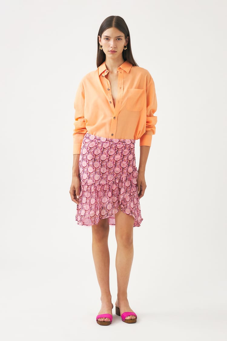 antik batik Jupe en crêpe de viscose rose