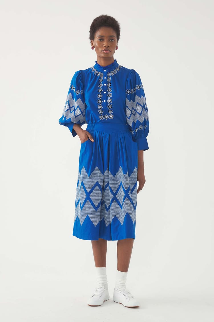 antik batik Jupe-short brodée Tolede