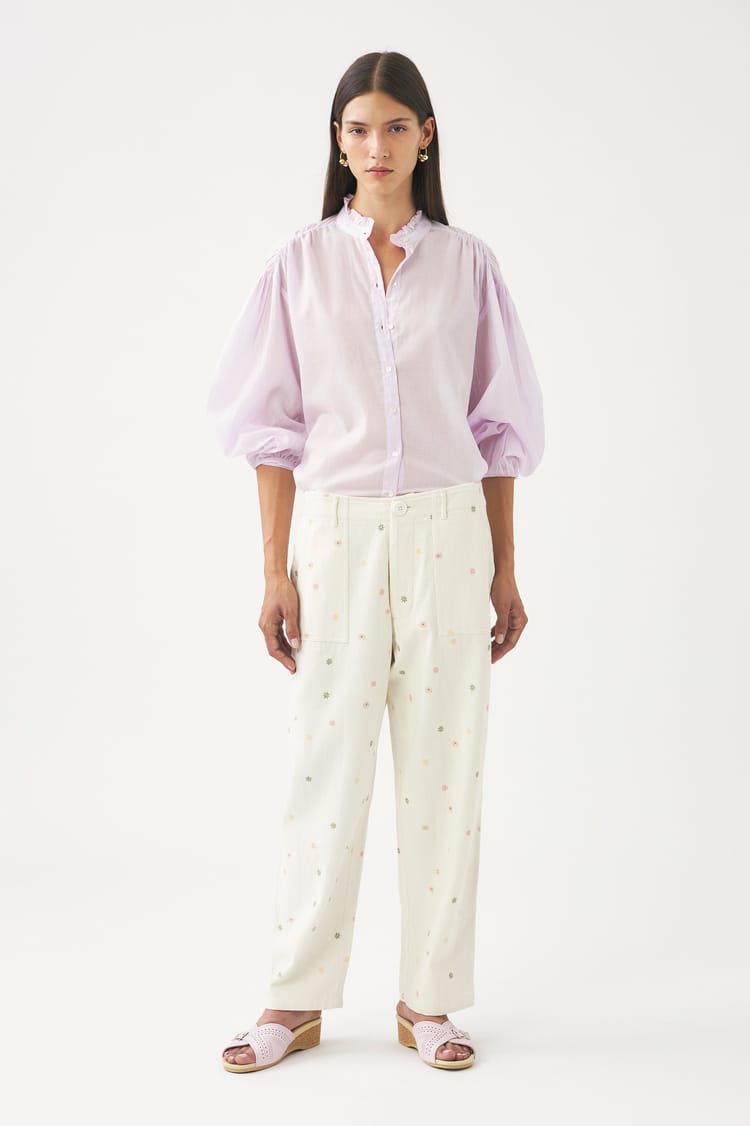 antik batik Pantalon blanc en sergé de coton
