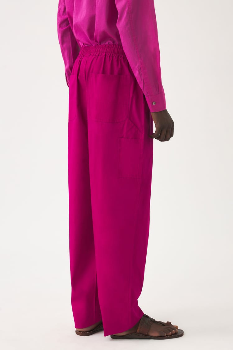 Antik Batik Pantalon Magenta En Popeline De Coton