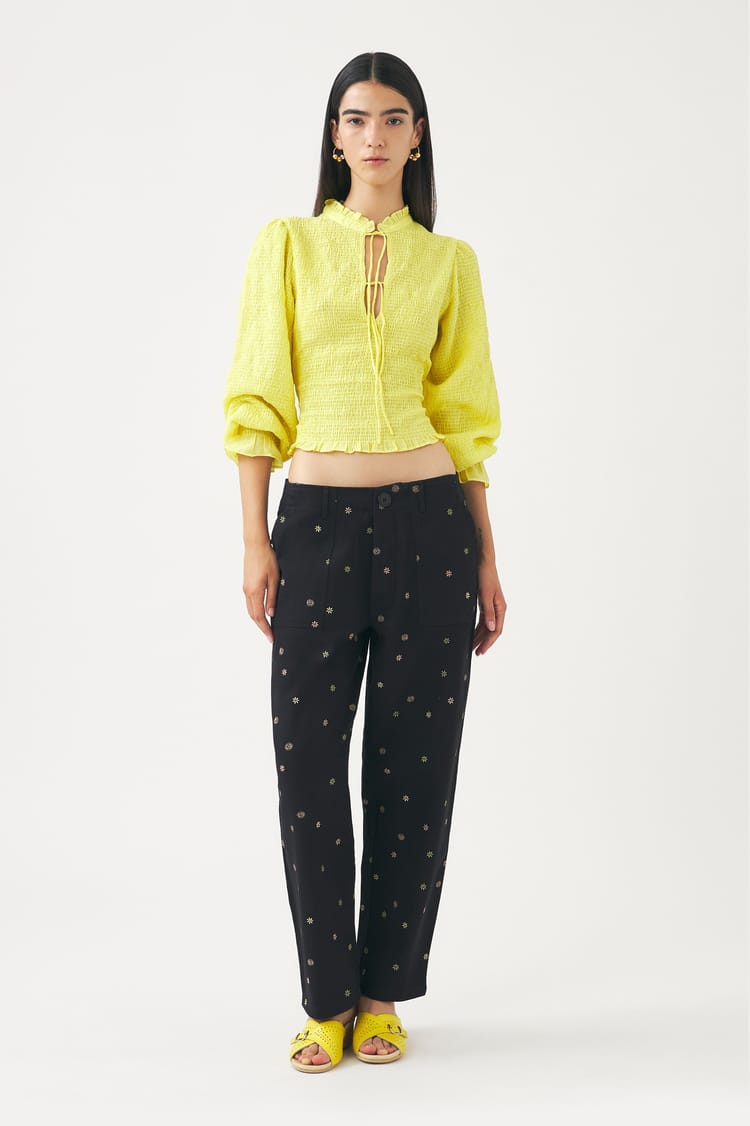 Antik Batik Pantalon Noir En Sergé De Coton