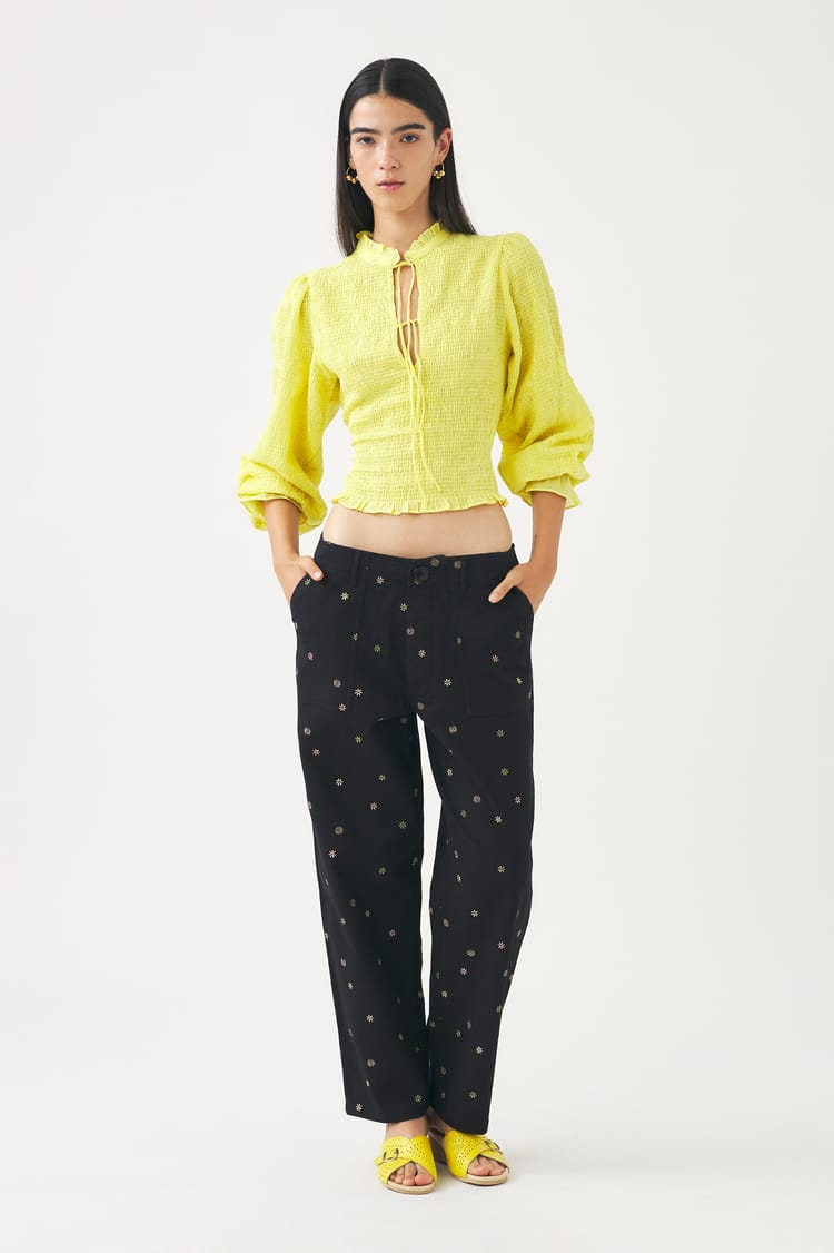 antik batik Pantalon noir en sergé de coton