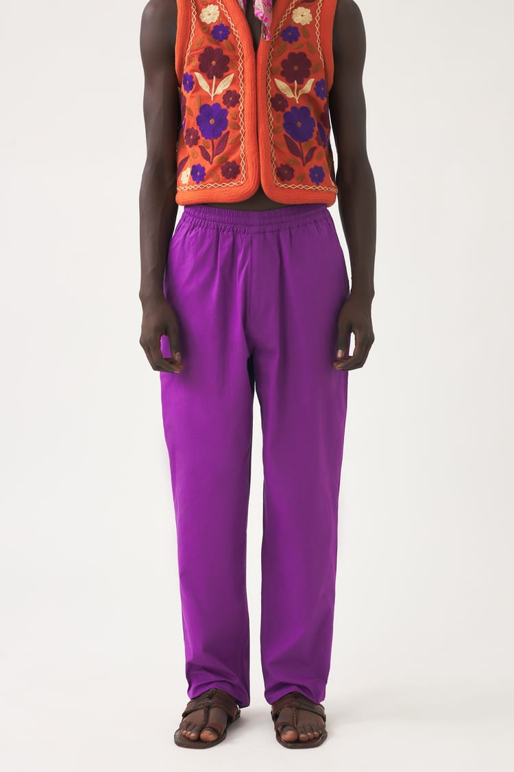 Antik Batik Pantalon Violet En Popeline De Coton