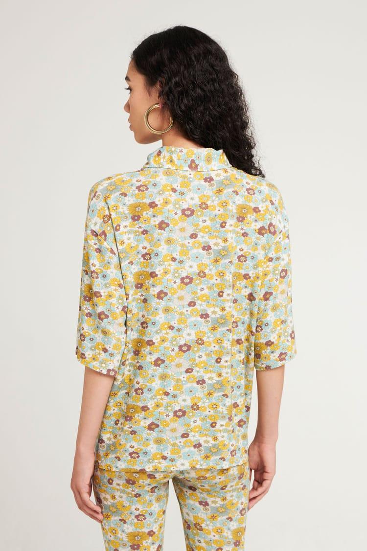 Antik Batik Polo Large Imprimé Fleuri Anis