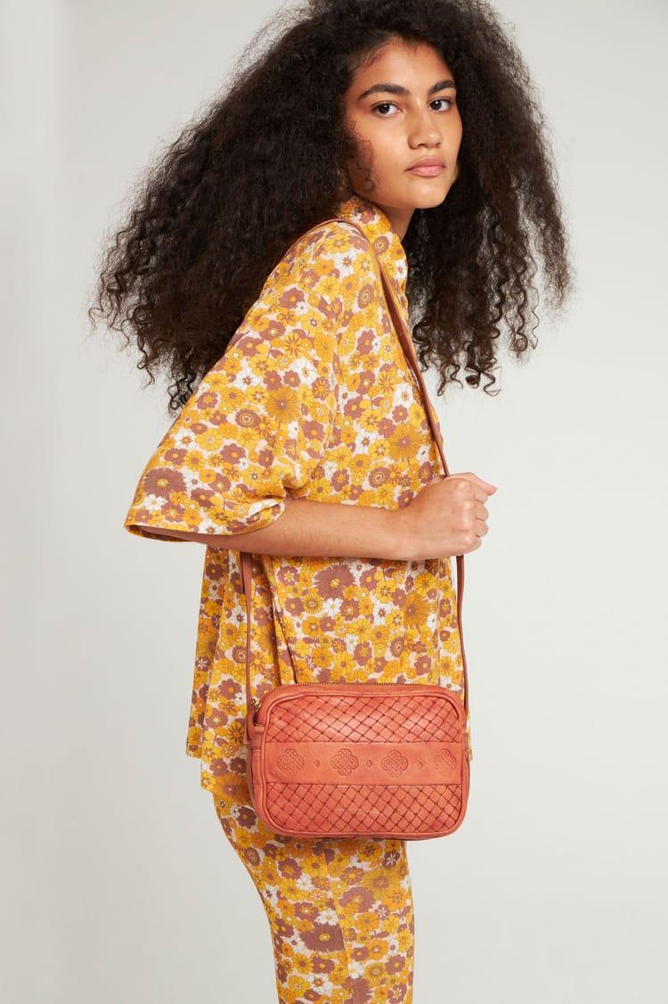 Antik Batik Polo Large Imprimé Fleuri Orange