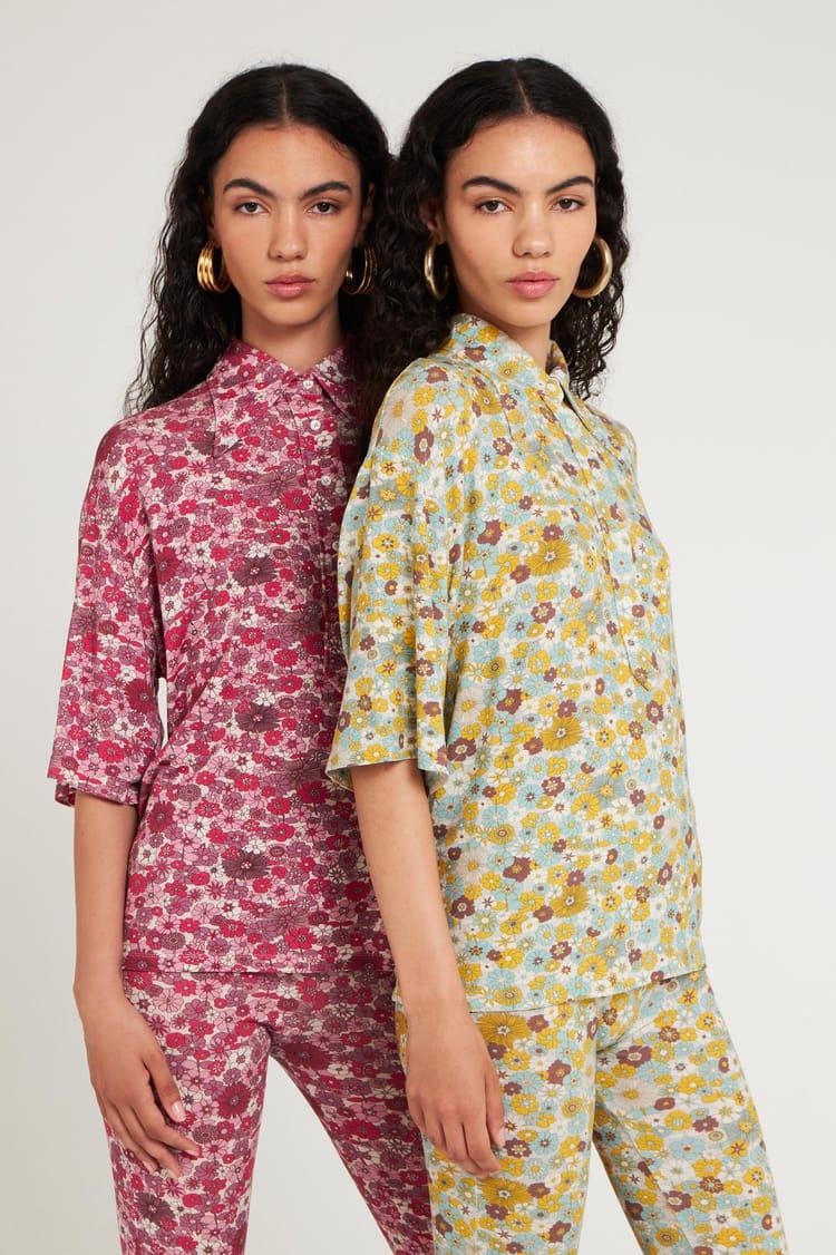 Antik Batik Polo Large Imprimé Fleuri Rose