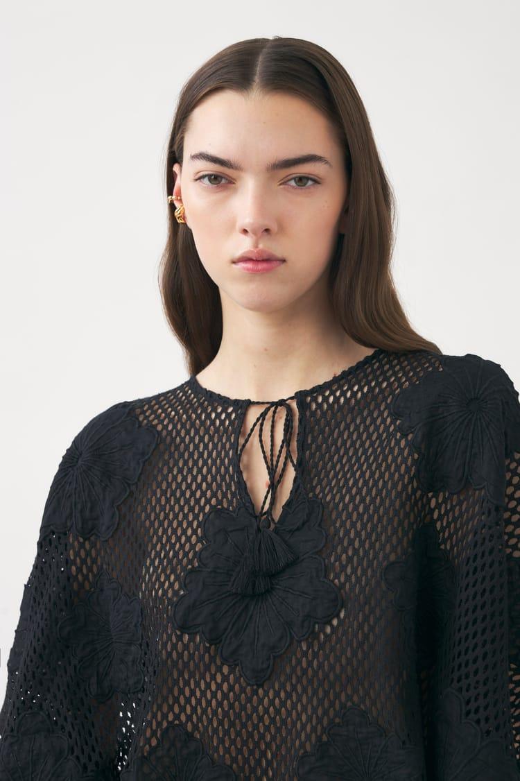 Antik Batik Poncho Blanc En Résille