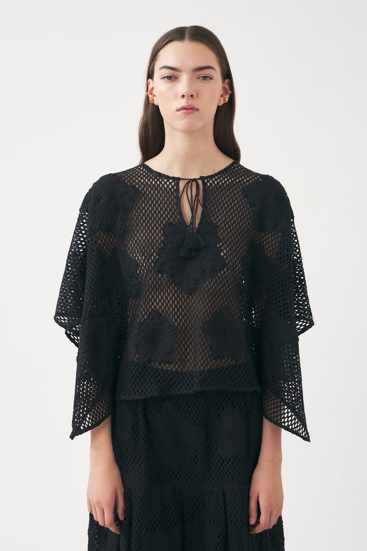 Antik Batik Poncho Blanc En Résille