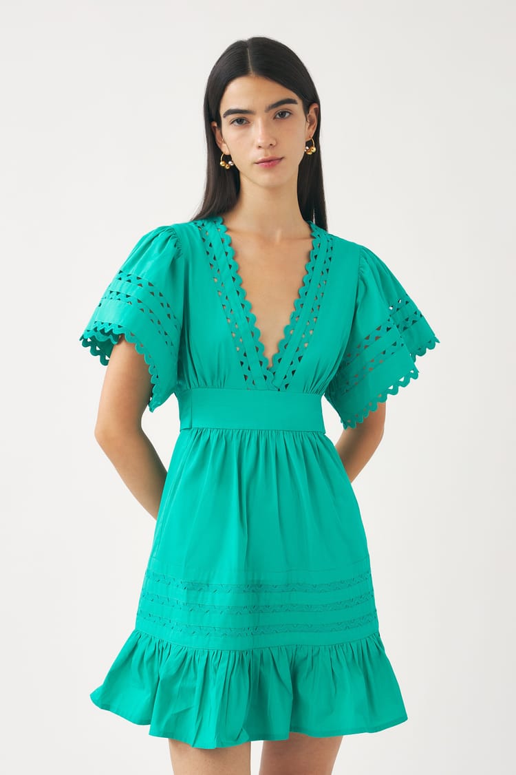 antik batik Robe bleue courte Popeline